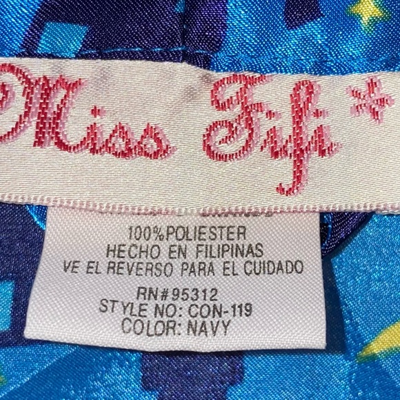 🎓 Miss Fifi Two Piece Silky Navy Set Robe & Bottoms - Picture 5 of 9